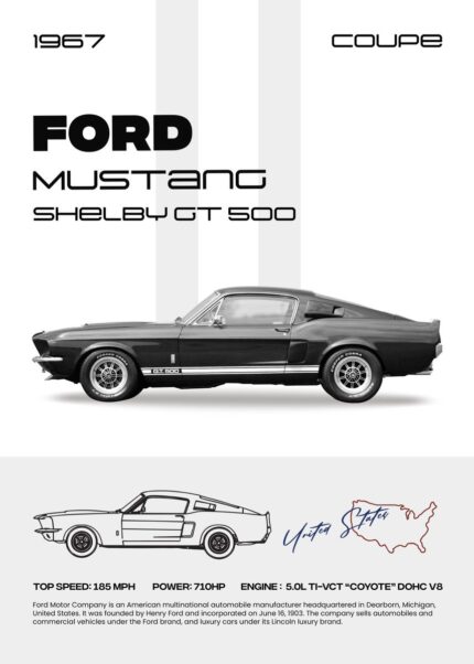 Toile voiture célèbre Ford Mustang 1959 4