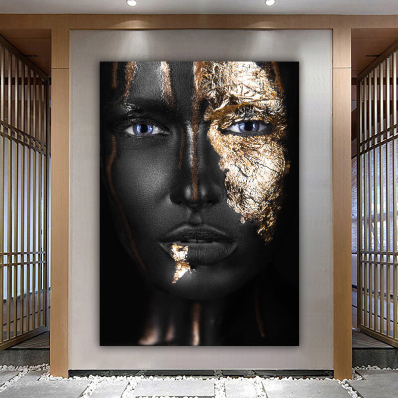 Toile femme africaine visage Gold 13