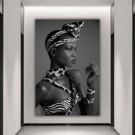 Toile femme africaine noir et blanc 16